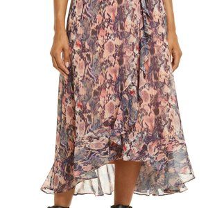 All Saints Wrap Pink Midi Skirt